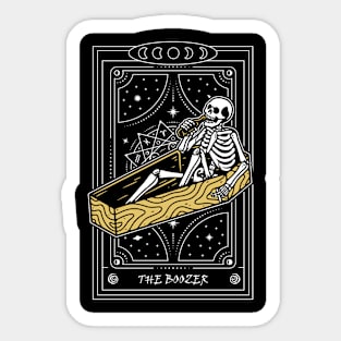 Tarot Card Funny Skeleton The Boozer Sticker